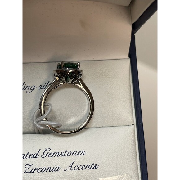 Olivia And Jackson Sterling Silver Lab Created Green Gemstone CZ Ring Sz 7 New - Picture 6 of 10